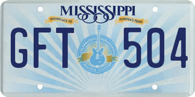 MS license plate GFT504
