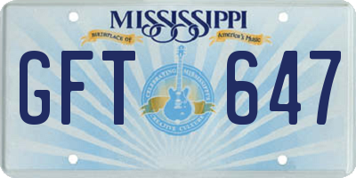 MS license plate GFT647