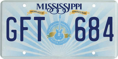 MS license plate GFT684