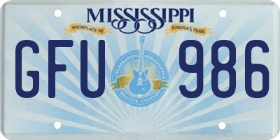 MS license plate GFU986