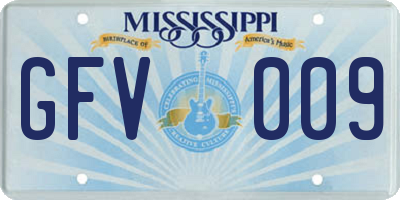 MS license plate GFV009