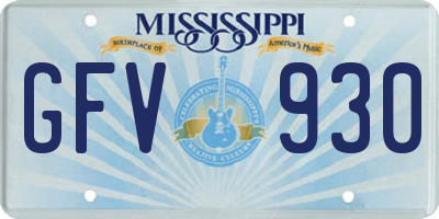 MS license plate GFV930