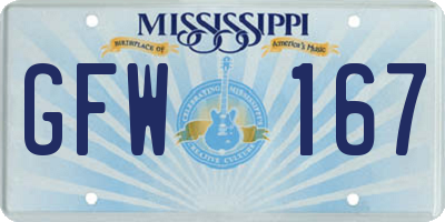 MS license plate GFW167