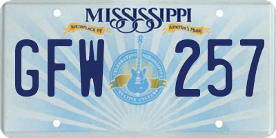 MS license plate GFW257