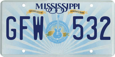 MS license plate GFW532