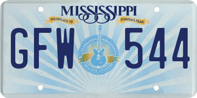 MS license plate GFW544