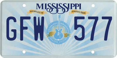 MS license plate GFW577