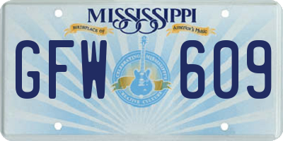 MS license plate GFW609