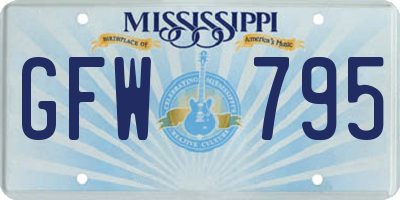 MS license plate GFW795