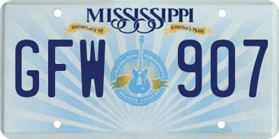 MS license plate GFW907