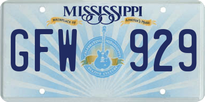 MS license plate GFW929