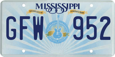 MS license plate GFW952