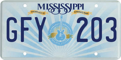 MS license plate GFY203