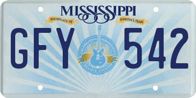 MS license plate GFY542
