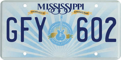 MS license plate GFY602