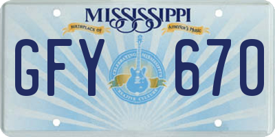 MS license plate GFY670