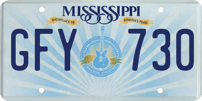 MS license plate GFY730