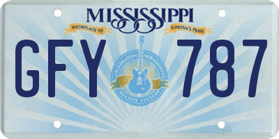 MS license plate GFY787