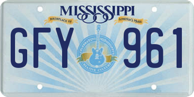 MS license plate GFY961