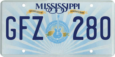 MS license plate GFZ280