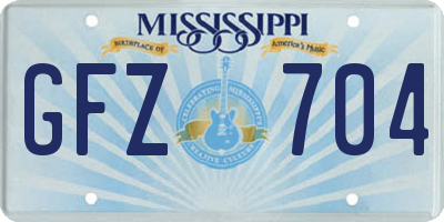 MS license plate GFZ704