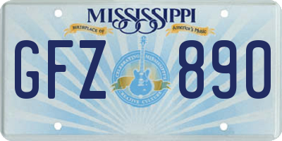 MS license plate GFZ890