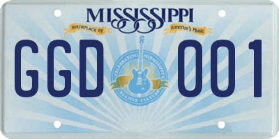 MS license plate GGD001