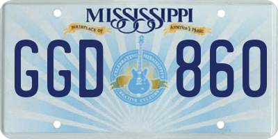 MS license plate GGD860