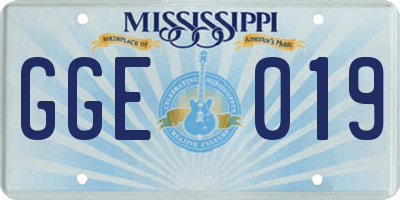 MS license plate GGE019