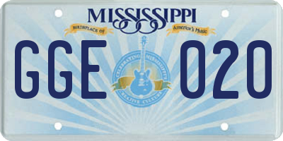 MS license plate GGE020