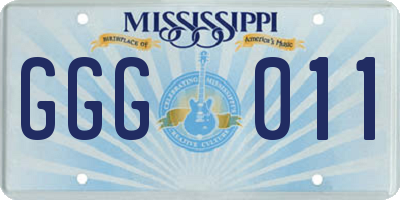 MS license plate GGG011