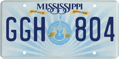 MS license plate GGH804