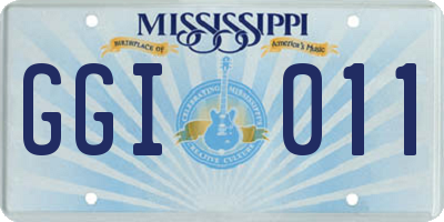 MS license plate GGI011