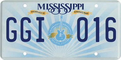 MS license plate GGI016