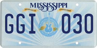 MS license plate GGI030