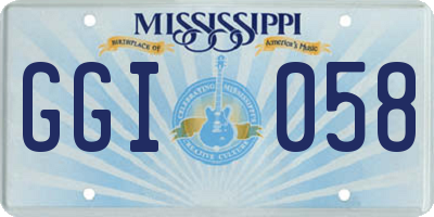 MS license plate GGI058