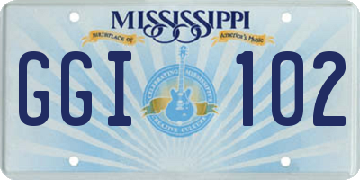 MS license plate GGI102