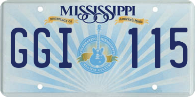 MS license plate GGI115