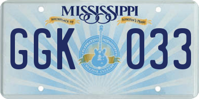 MS license plate GGK033