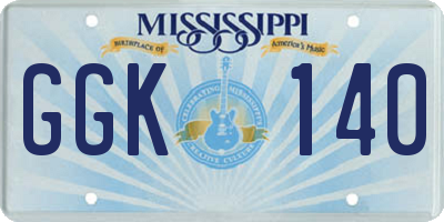 MS license plate GGK140