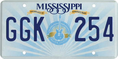MS license plate GGK254