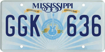 MS license plate GGK636