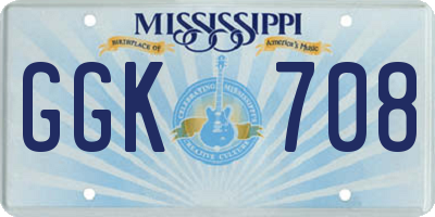 MS license plate GGK708