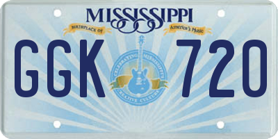 MS license plate GGK720