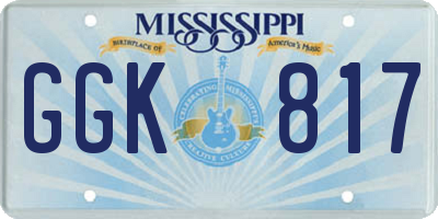 MS license plate GGK817