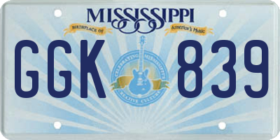MS license plate GGK839