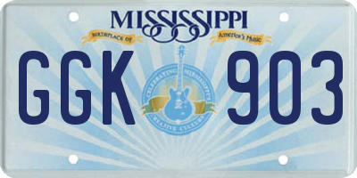 MS license plate GGK903