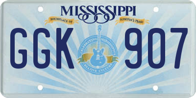 MS license plate GGK907