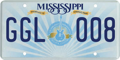 MS license plate GGL008