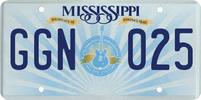 MS license plate GGN025